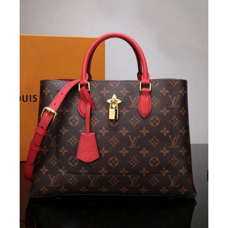 Flower Tote Monogram Canvas M43553 Red