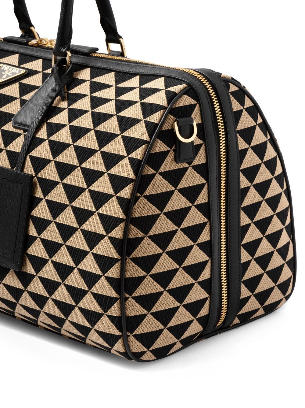 Pra*a symbole embroidered fabric travel bag