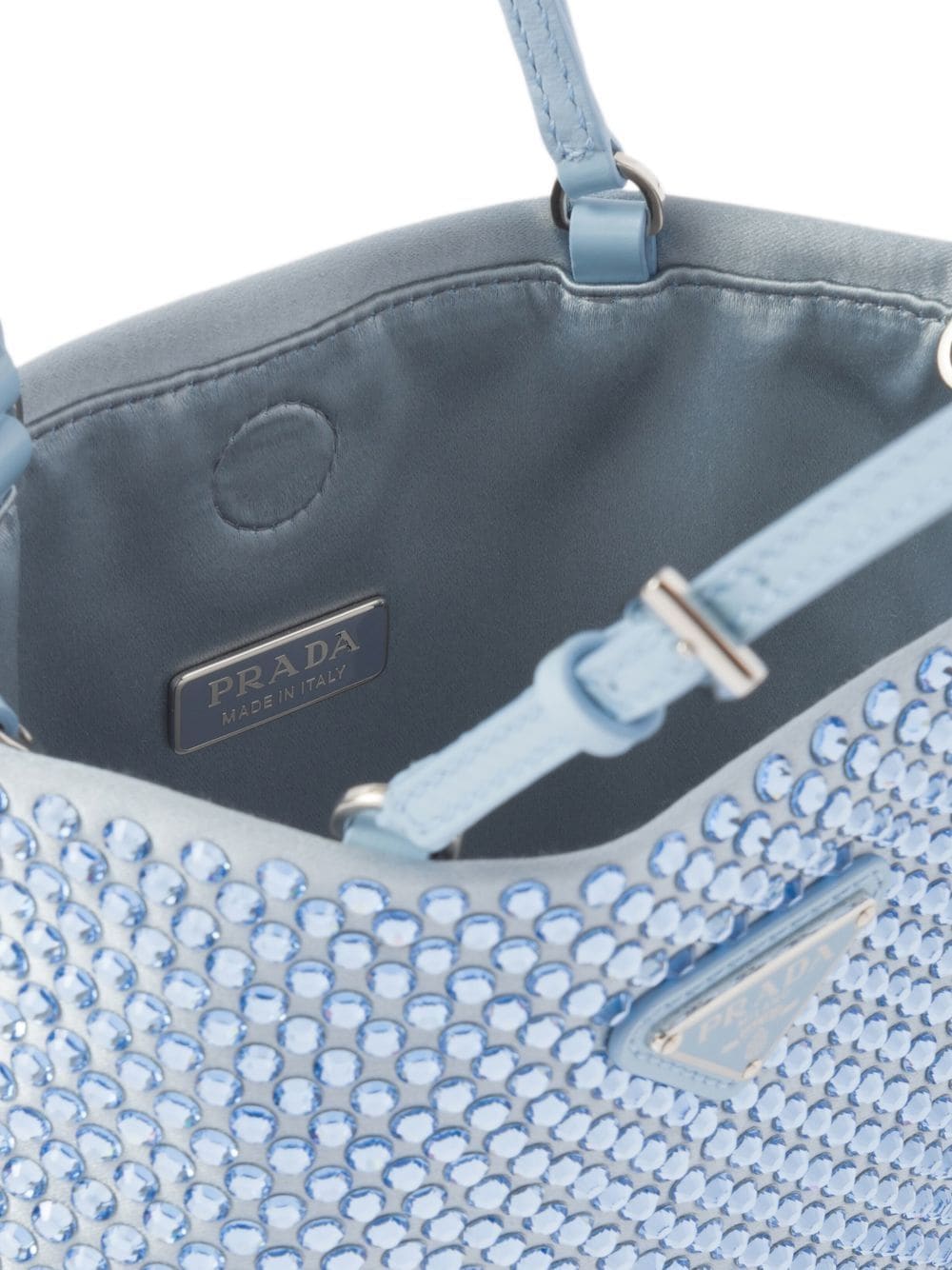 Pra*a crystal-embellished satin handbag