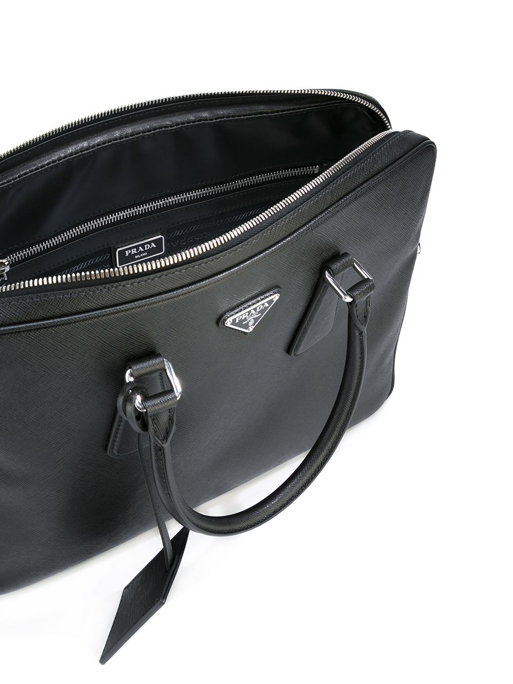 Pra*a triangle-logo leather briefcase