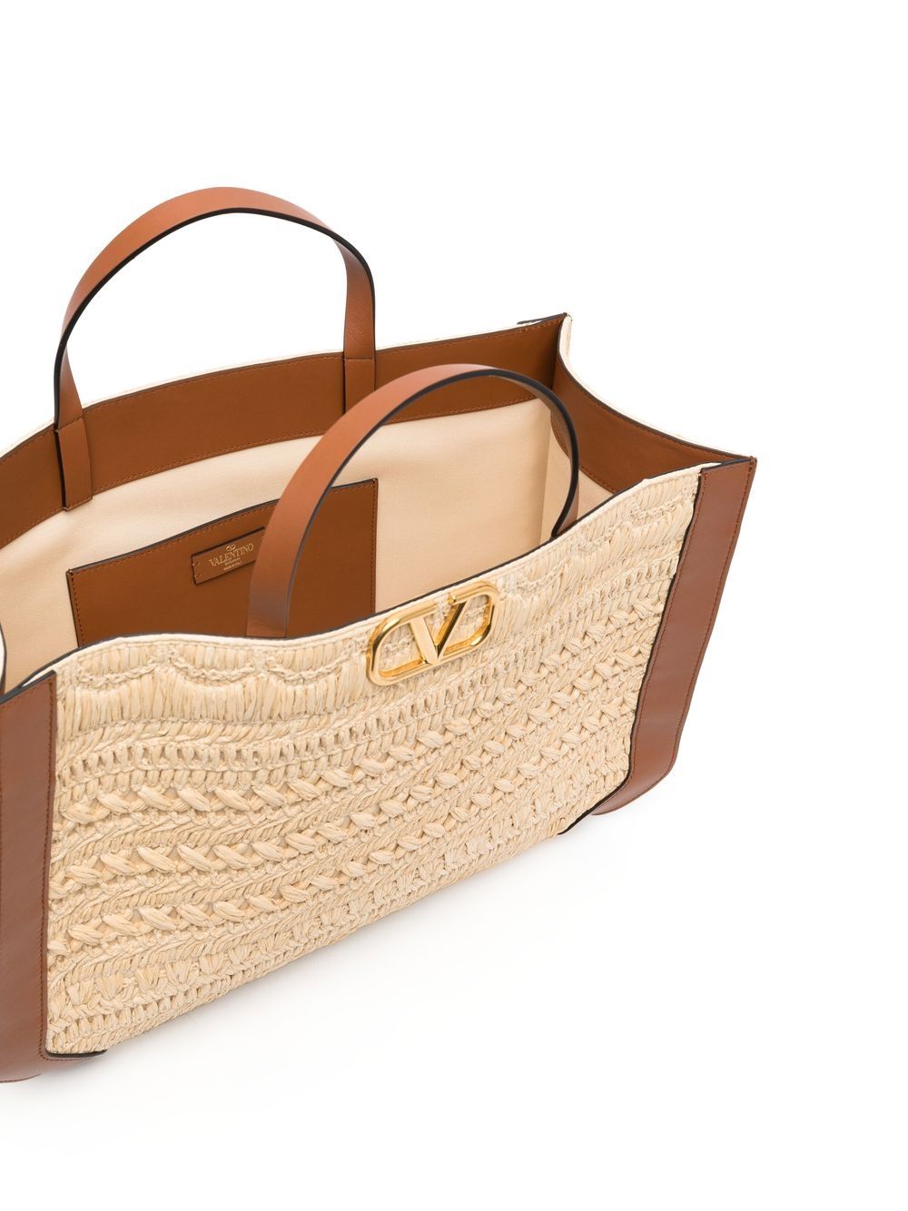 Valentino Garavani VLogo Signature embroidered raffia tote bag